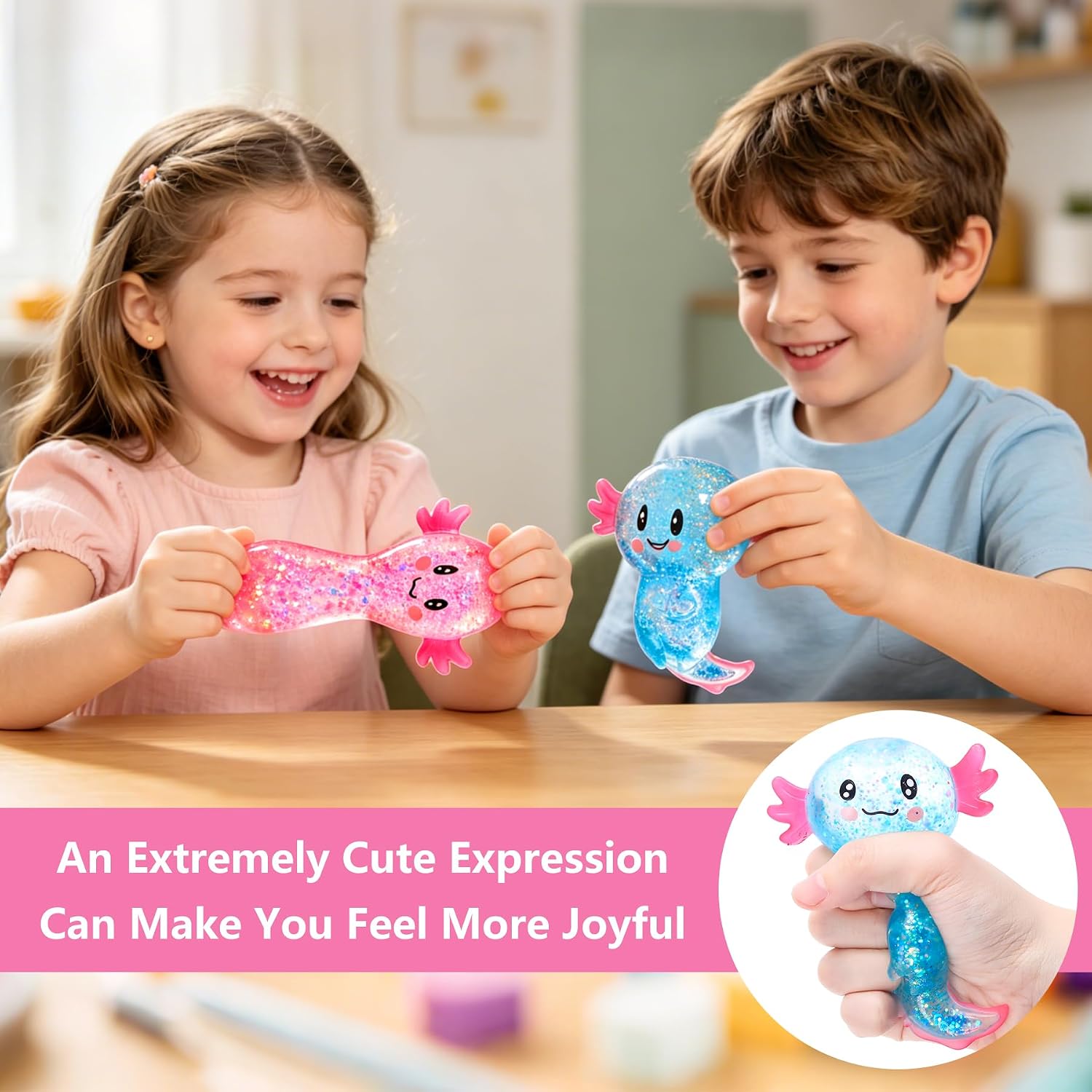 2PCS Glitter Axolotl Squishy Toys