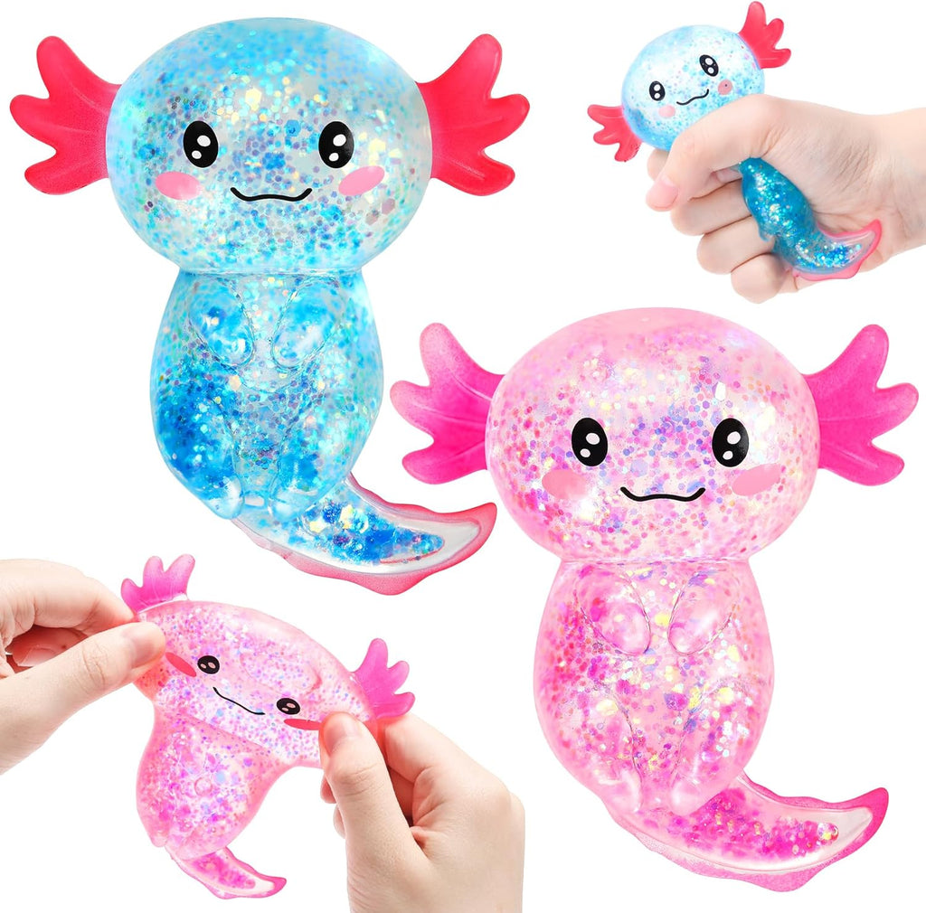 2PCS Glitter Axolotl Squishy Toys